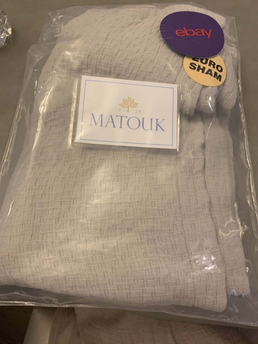 Brand New Matouk Euro European Pillow Sham Costa Alabaster Gray Cotton